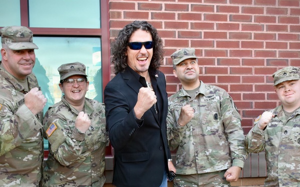 Soldiers with Dave Bray at Pennsylvania baseball opening night