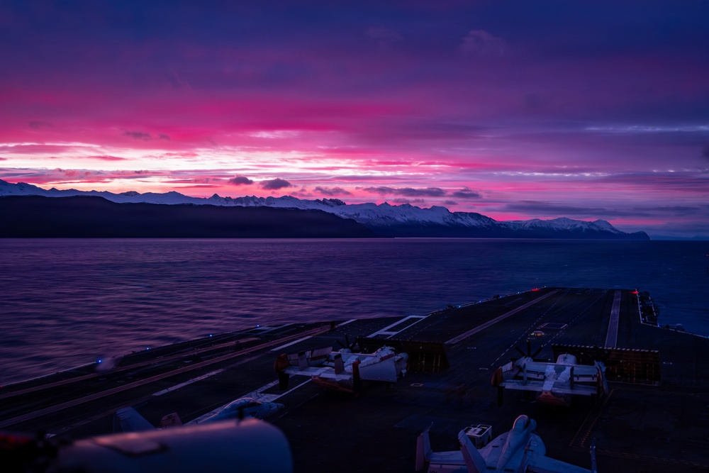 USS Nimitz transits through the Strait of Magellan