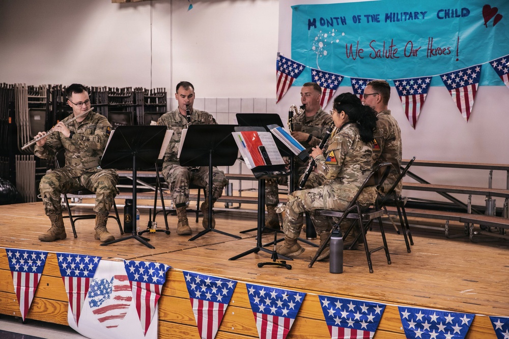 1st Armored Division Band Performs at Whitaker Elementary's Month of the Military Child Ceremony