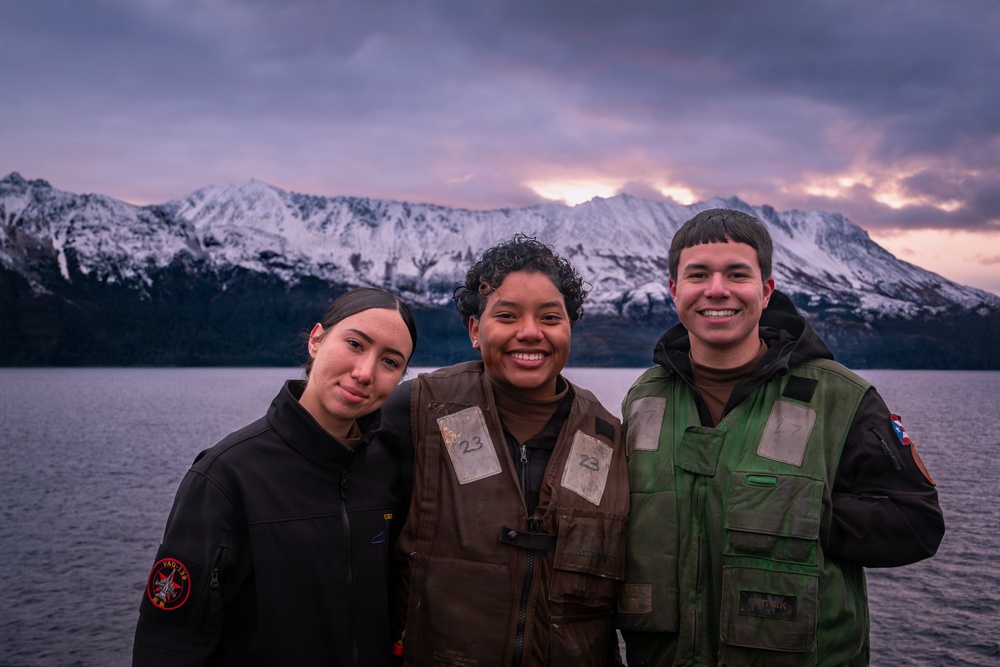 USS Nimitz transits the Strait of Magellan