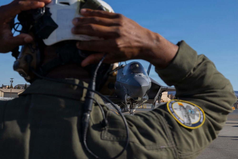 U.S. Marines with VMFA-542 conduct flight operations during exercise Red Flag-Alaska