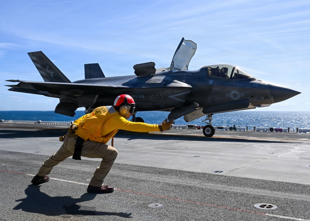 USS Essex Conducts F-35B Flight Deck Operations