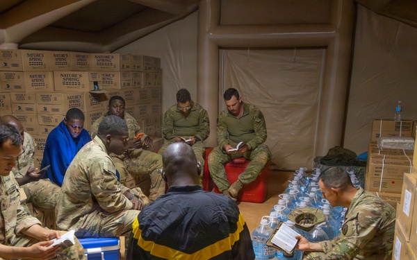 Balikatan 2026: Task force saber chaplain hosts evening bible study
