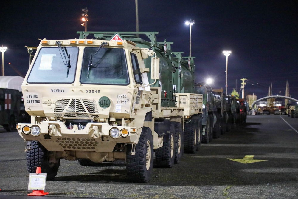 477th Inland Cargo Transportation Company stages equipment at Philippine seaport for the first time