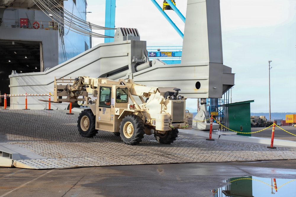 477th Inland Cargo Transportation Company stages equipment at Philippine seaport for the first time