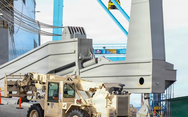477th Inland Cargo Transportation Company stages equipment at Philippine seaport for the first time
