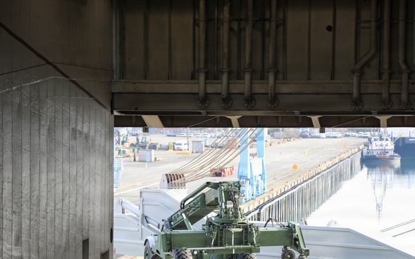 477th Inland Cargo Transportation Company stages equipment at Philippine seaport for the first time