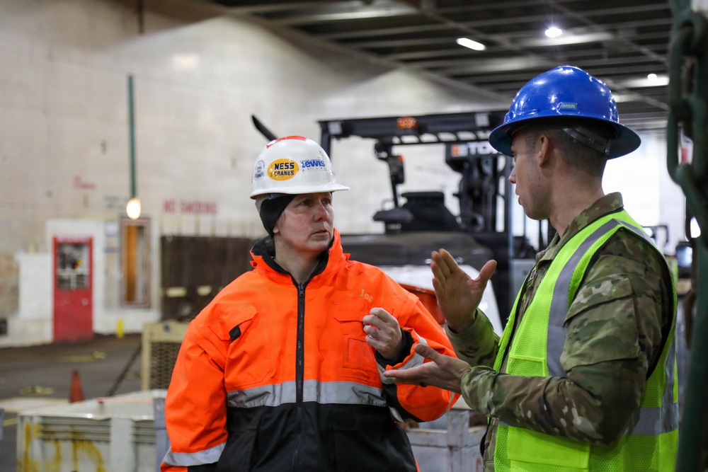 477th Inland Cargo Transportation Company stages equipment at Philippine seaport for the first time