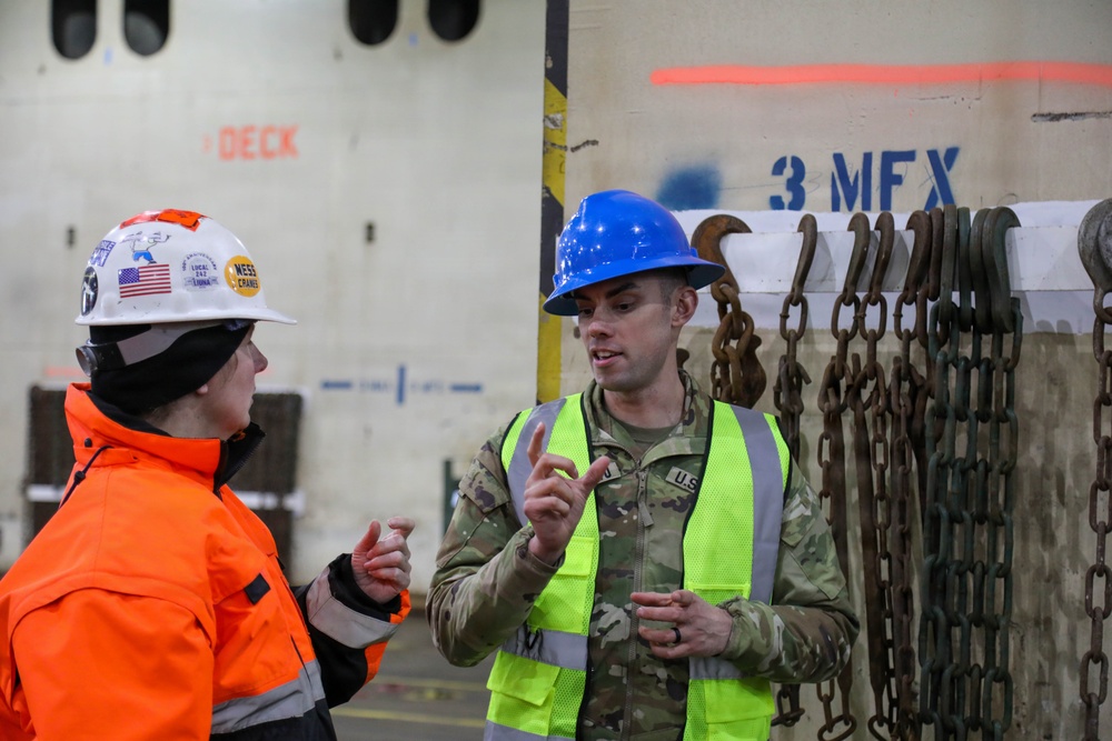 477th Inland Cargo Transportation Company stages equipment at Philippine seaport for the first time