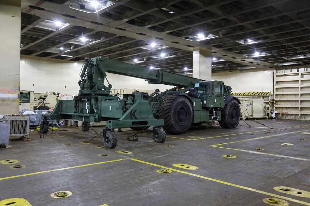 477th Inland Cargo Transportation Company stages equipment at Philippine seaport for the first time