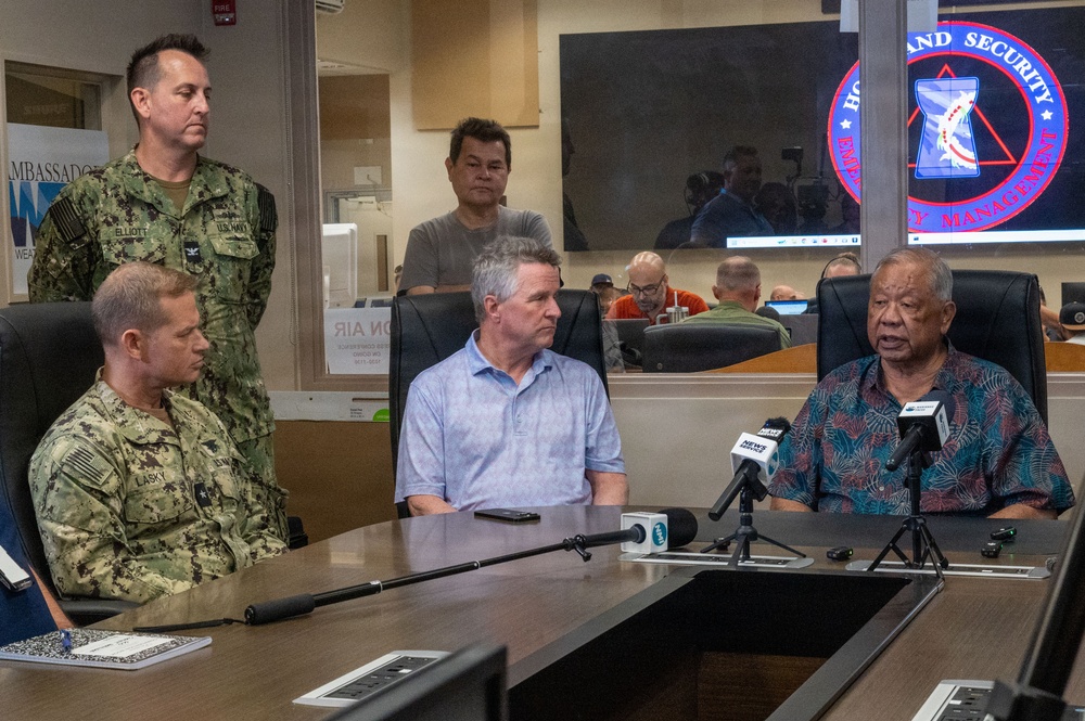 CNMI Leadership, Joint Task Force-Micronesia attends first press conference after Typhoon Sinlaku