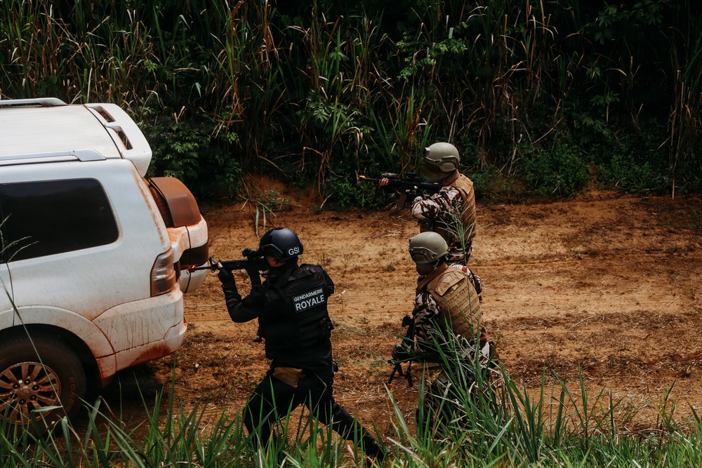 Moroccan special operations forces conduct vehicle ambush training during Flintlock 26