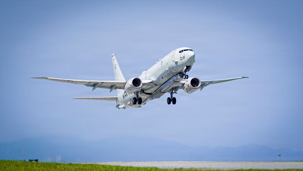 P-8A Poseidon Departs Kadena Air Base