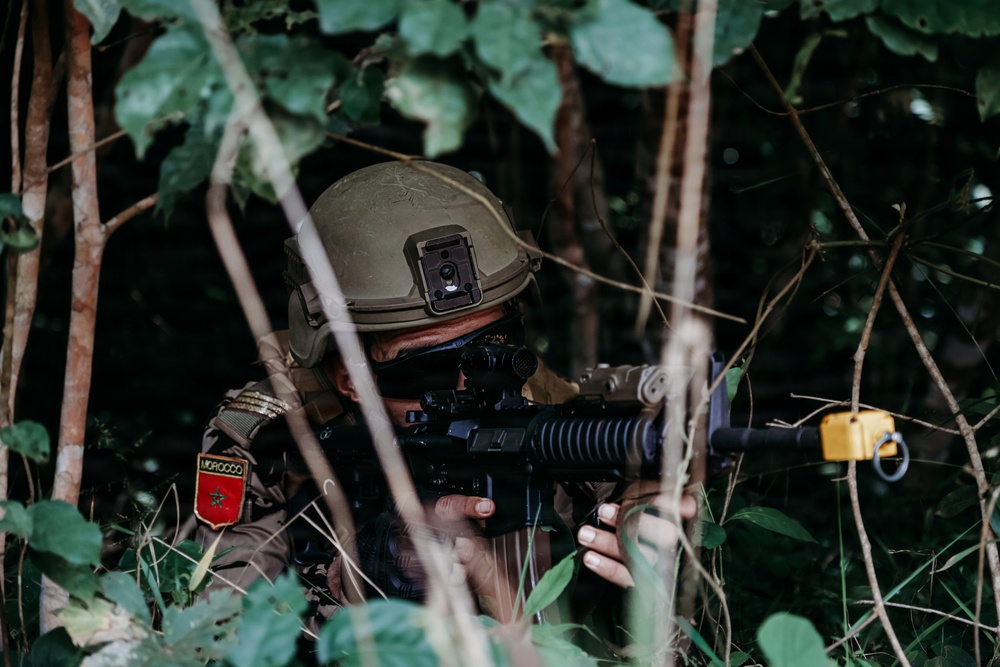 Moroccan special operations forces conduct vehicle ambush training during Flintlock 26