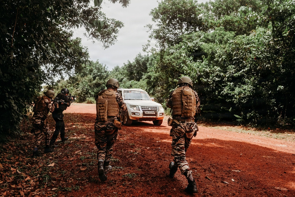 Moroccan special operations forces conduct vehicle ambush training during Flintlock 26