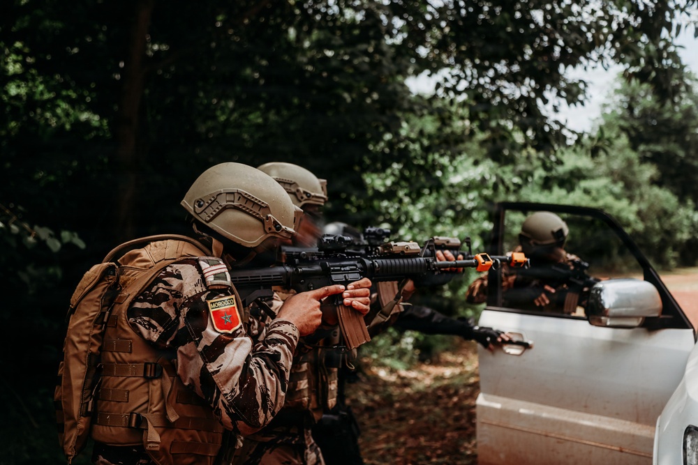 Moroccan special operations forces conduct vehicle ambush training during Flintlock 26