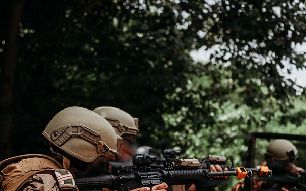 Moroccan special operations forces conduct vehicle ambush training during Flintlock 26