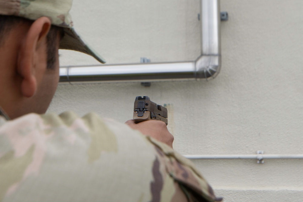 3rd Maintenance Battalion Combat Marksmanship Coaches Provide Pistol Familiarization to Space Force 161 Electromagnetic Warfare Combat Detachment