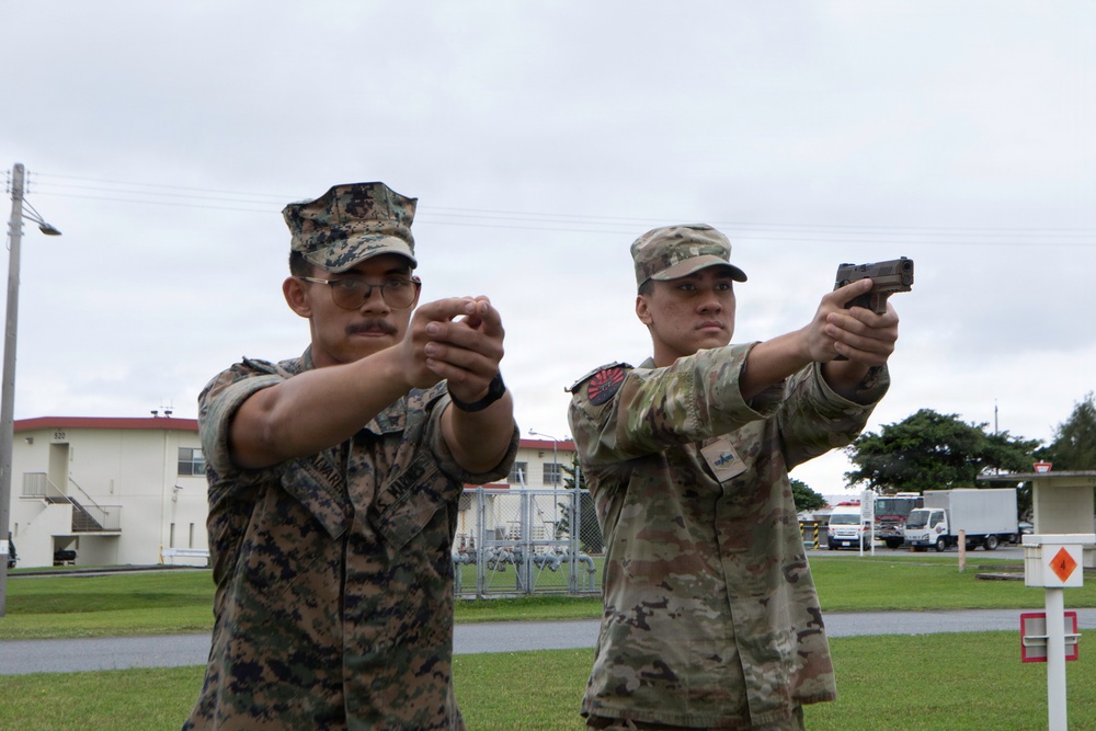 3rd Maintenance Battalion Combat Marksmanship Coaches Provide Pistol Familiarization to Space Force 161 Electromagnetic Warfare Combat Detachment