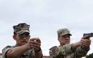 3rd Maintenance Battalion Combat Marksmanship Coaches Provide Pistol Familiarization to Space Force 161 Electromagnetic Warfare Combat Detachment