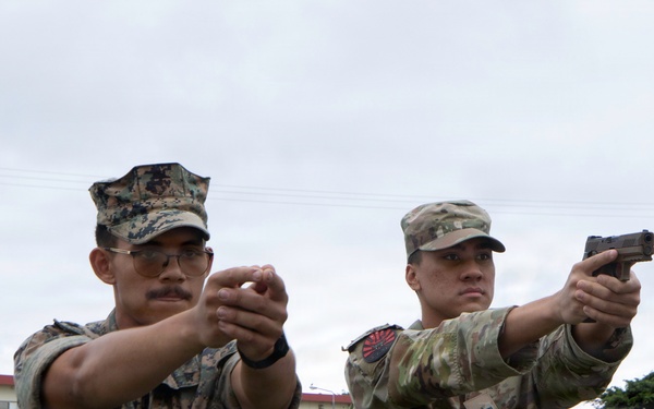 3rd Maintenance Battalion Combat Marksmanship Coaches Provide Pistol Familiarization to Space Force 161 Electromagnetic Warfare Combat Detachment