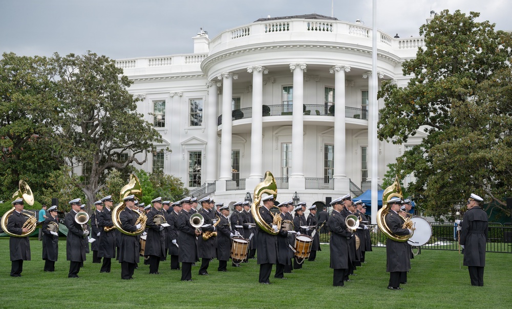 Navy Ceremonial Band at White House for UK Arrival