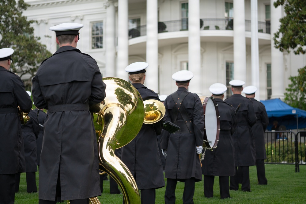 Navy Ceremonial Band at White House for UK Arrival