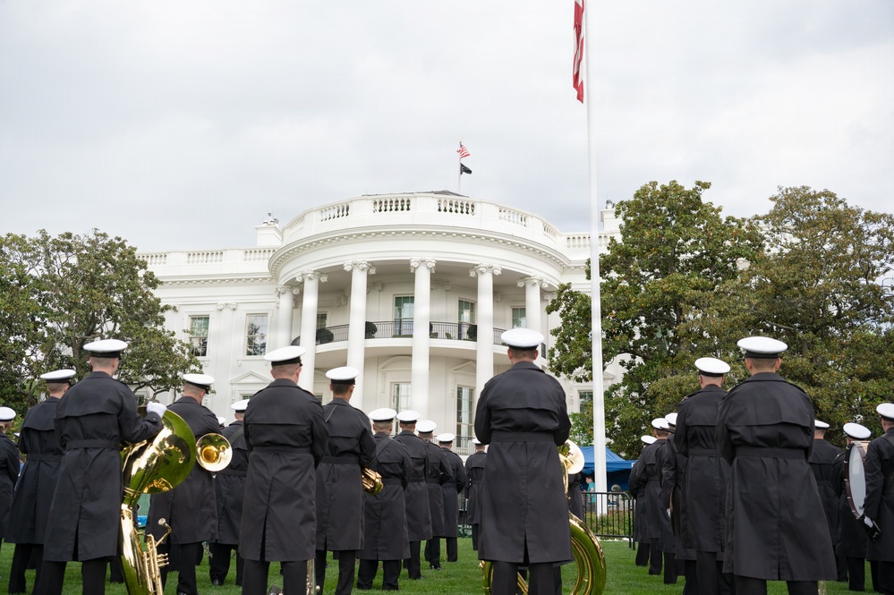 Navy Ceremonial Band at White House for UK Arrival