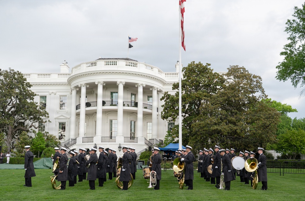 Navy Ceremonial Band at White House for UK Arrival