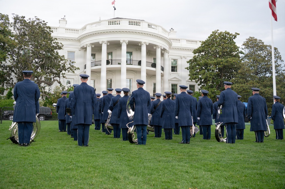 Air Force Ceremonial Band at White House for UK Arrival