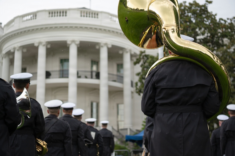 Navy Ceremonial Band at White House for UK Arrival