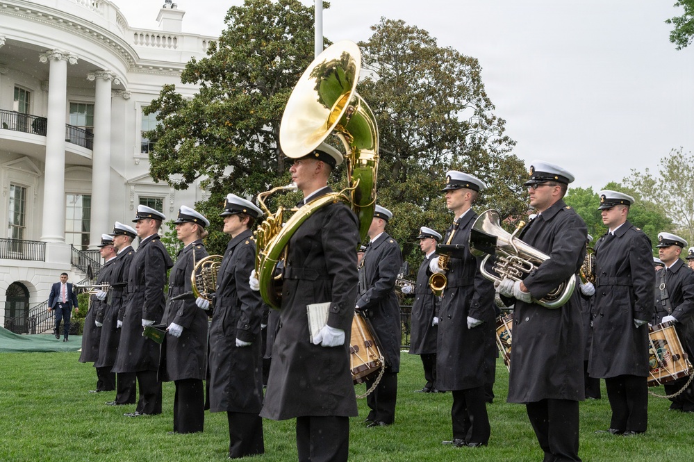 Navy Ceremonial Band at White House for UK Arrival