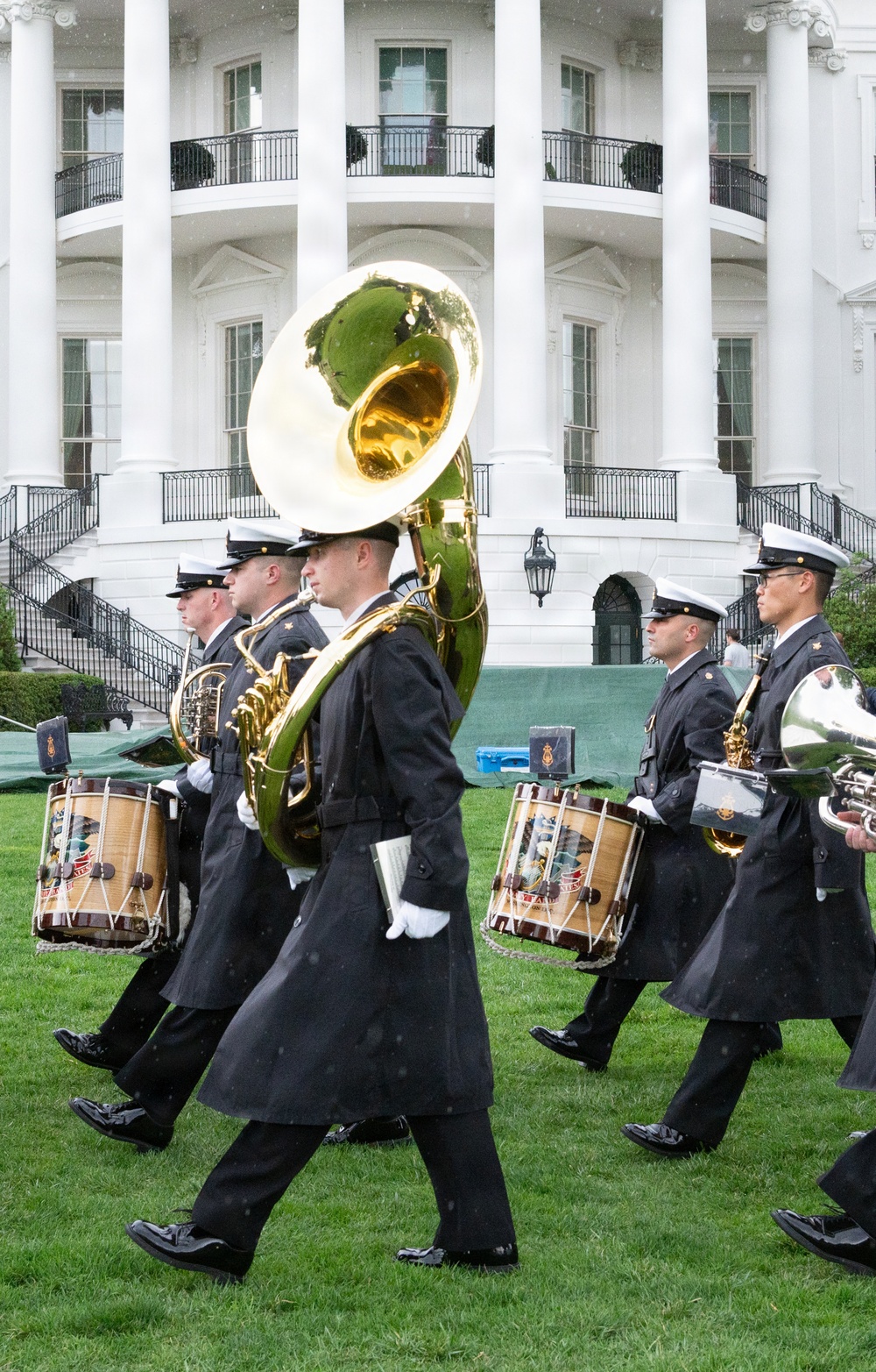 Navy Ceremonial Band at White House for UK Arrival