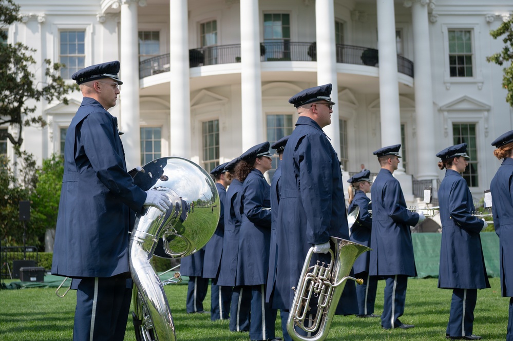 Air Force Ceremonial Band at White House for UK Arrival