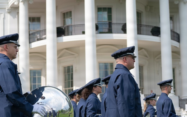Navy Ceremonial Band at White House for UK Arrival