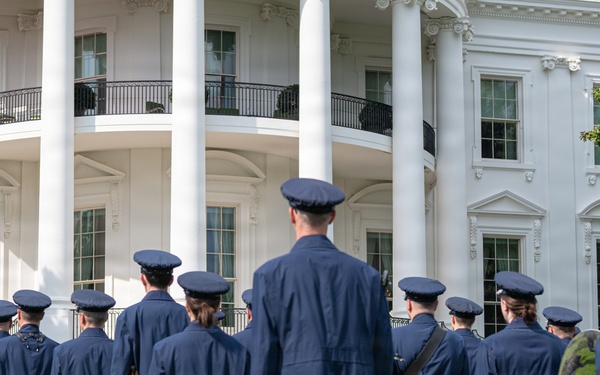 Navy Ceremonial Band at White House for UK Arrival