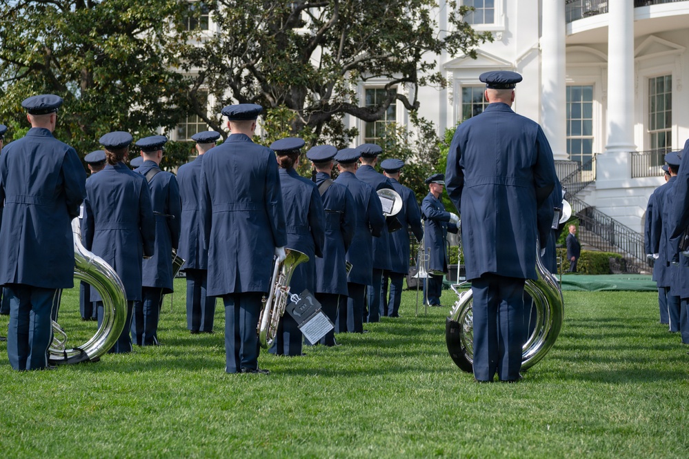 Air Force Ceremonial Band at White House for UK Arrival