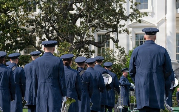 Navy Ceremonial Band at White House for UK Arrival
