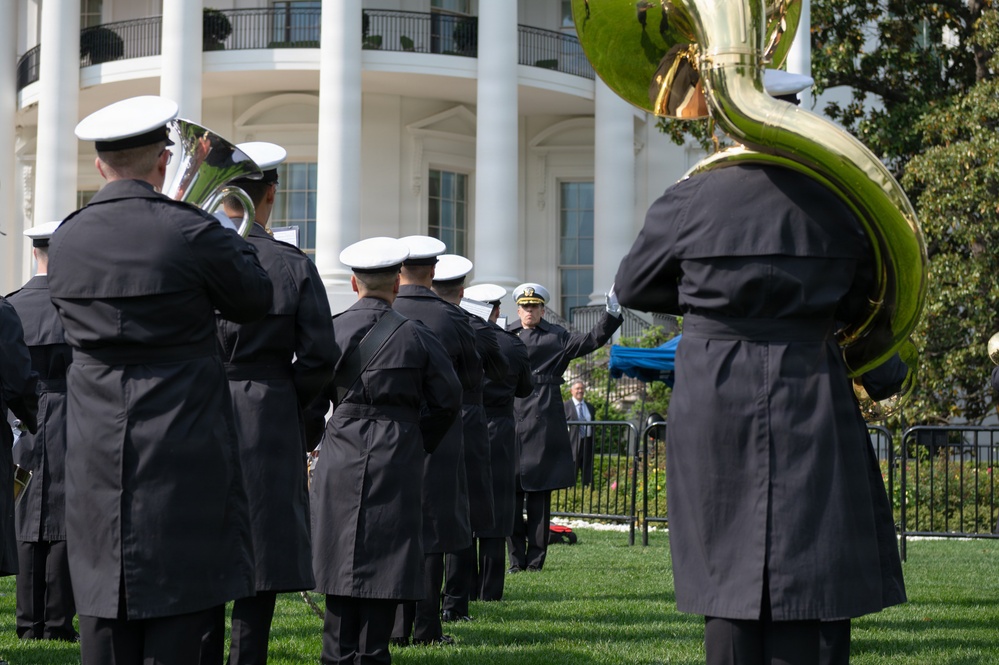Navy Ceremonial Band at White House for UK Arrival