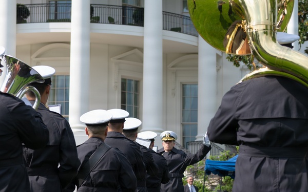 Navy Ceremonial Band at White House for UK Arrival