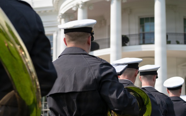 Navy Ceremonial Band at White House for UK Arrival