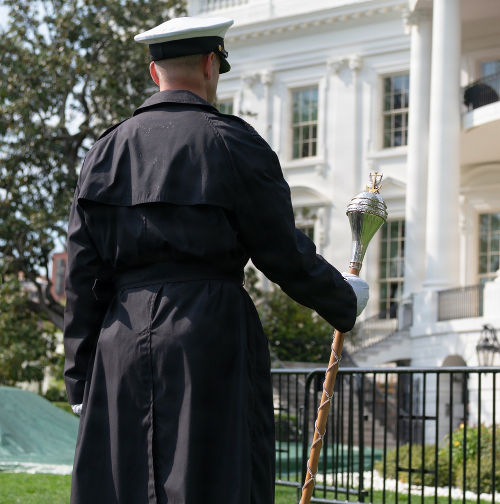 Navy Ceremonial Band at White House for UK Arrival