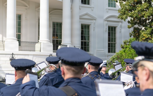 Navy Ceremonial Band at White House for UK Arrival