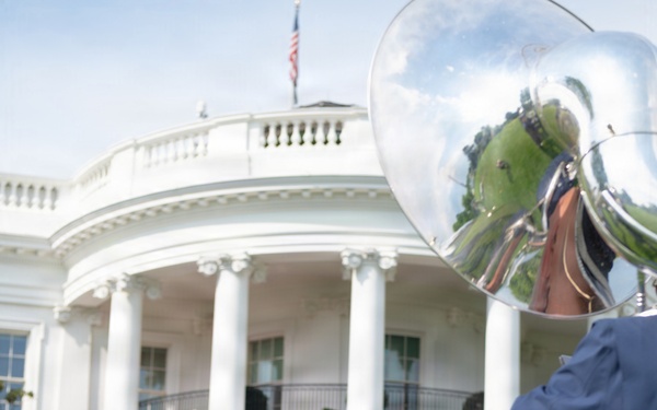 Navy Ceremonial Band at White House for UK Arrival