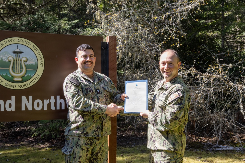 Musician 3rd Class Brandon Hawkins Selected Navy Band Northwest Bluejacket of the Quarter, Quarter 1 2026