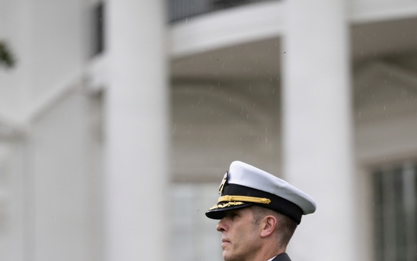 U.S. Navy Ceremonial Band prepares for arrival of King Charles III