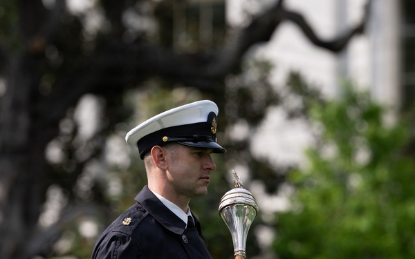 U.S. Navy Ceremonial Band prepares for arrival of King Charles III