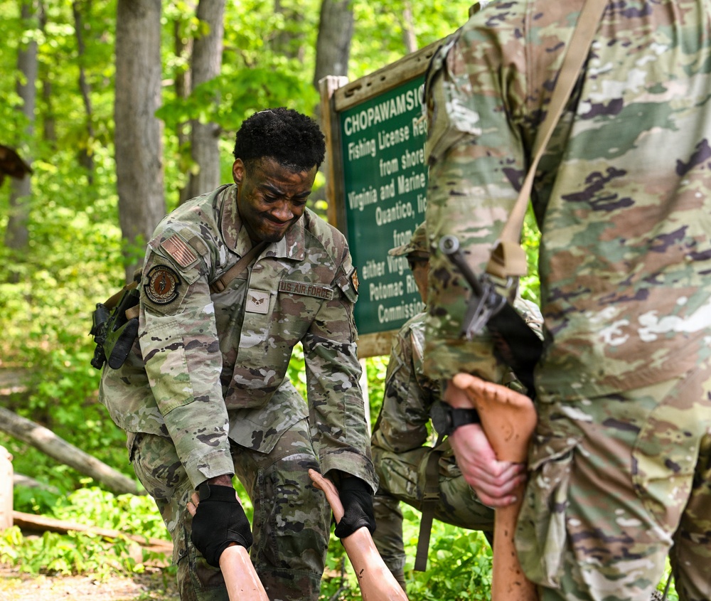 Airmen and Guardian leadership school students take on FTX at Marine Corps Base Quantico