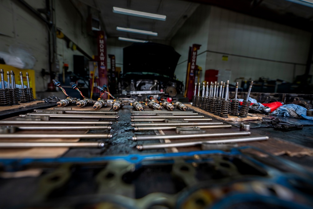 Diesel engine parts await Inspection at 153rd Airlift Wing