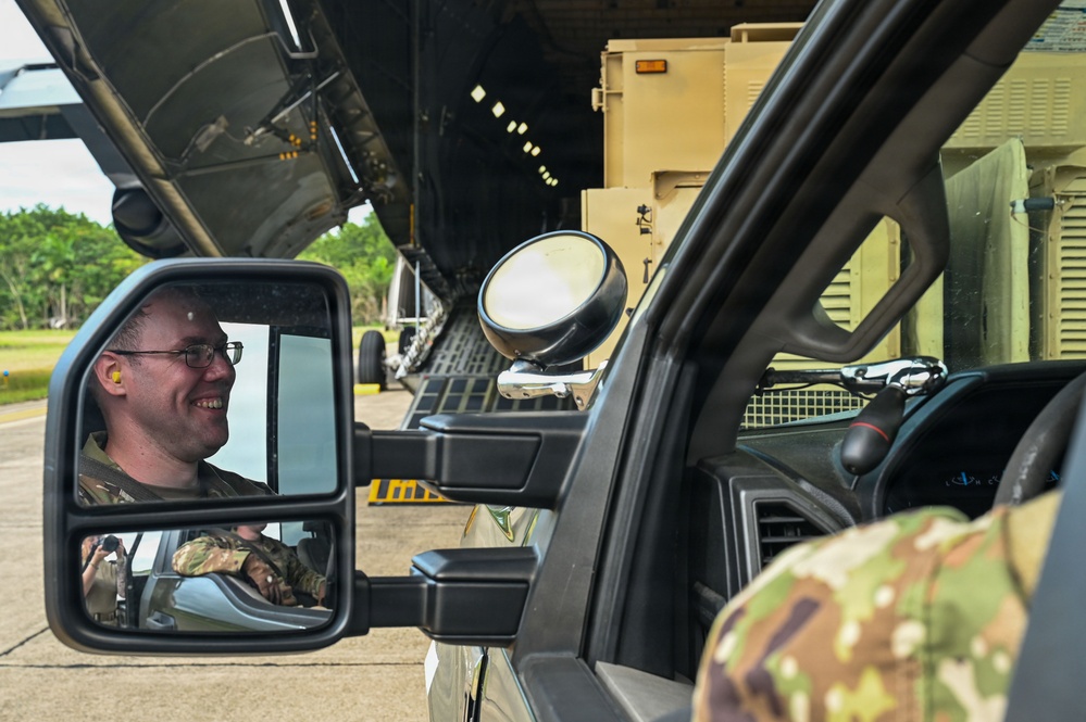 346th AEW Airmen load cargo into a C5 Galaxy